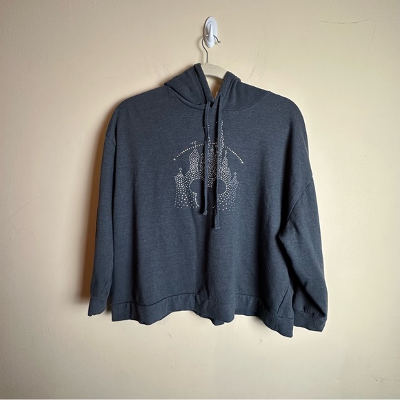 Disney Parks Bedazzled Castle Mickey Gray Hoodie Sweatshirt Women’s Size 2X - Picture 12 of 12